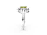 White gold Fancy Yellow Emerald  Halo Cluster Diamond Engagement Ring with Prong Setting and Polished Band_47