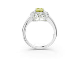 White gold Fancy Yellow Emerald  Halo Cluster Diamond Engagement Ring with Prong Setting and Polished Band_48