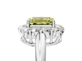 White gold Fancy Yellow Emerald  Halo Cluster Diamond Engagement Ring with Prong Setting and Polished Band_50