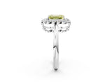 White gold Fancy Yellow Emerald  Halo Cluster Diamond Engagement Ring with Solitaire Band and Prong Setting_51