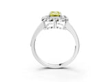White gold Fancy Yellow Emerald  Halo Cluster Diamond Engagement Ring with Solitaire Band and Prong Setting_52