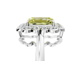 White gold Fancy Yellow Emerald  Halo Cluster Diamond Engagement Ring with Solitaire Band and Prong Setting_54