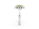 White gold Fancy Yellow Emerald  Halo Diamond Cluster Engagement Ring with Milgrain Bezel Setting and Solitaire Band_29