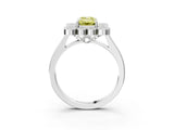 White gold Fancy Yellow Emerald  Halo Diamond Cluster Engagement Ring with Milgrain Bezel Setting and Solitaire Band_30