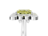 White gold Fancy Yellow Emerald  Halo Diamond Cluster Engagement Ring with Milgrain Bezel Setting and Solitaire Band_32