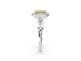 White gold Fancy Yellow Emerald  Halo Diamond Engagement Ring with Filigree Band and Four-Prong Setting_107