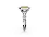 White gold Fancy Yellow Emerald  Halo Diamond Engagement Ring with Intricate Filigree Band and Four-Prong Setting_39