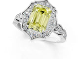 White gold Fancy Yellow Emerald  Halo Diamond Engagement Ring with Milgrain Band and Four-Prong Setting_50