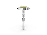 White gold Fancy Yellow Emerald  Halo Diamond Engagement Ring with Milgrain Band and Four-Prong Setting_51