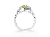 White gold Fancy Yellow Emerald  Halo Diamond Engagement Ring with Milgrain Band and Four-Prong Setting_52