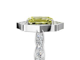 White gold Fancy Yellow Emerald  Halo Diamond Engagement Ring with Milgrain Band and Four-Prong Setting_54