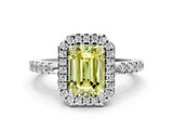 White gold Fancy Yellow Emerald  Halo Diamond Engagement Ring with Pavé Band and Four-Prong Setting_27