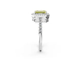White gold Fancy Yellow Emerald  Halo Diamond Engagement Ring with Pavé Band and Four-Prong Setting_29