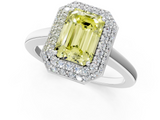 White gold Fancy Yellow Emerald  Halo Diamond Engagement Ring with Solitaire Band and Four-Prong Setting_21