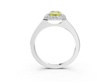 White gold Fancy Yellow Emerald  Halo Diamond Engagement Ring with Solitaire Band and Four-Prong Setting_23