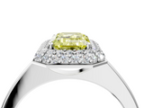 White gold Fancy Yellow Emerald  Halo Diamond Engagement Ring with Solitaire Band and Four-Prong Setting_24