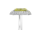 White gold Fancy Yellow Emerald  Halo Diamond Engagement Ring with Solitaire Band and Four-Prong Setting_25