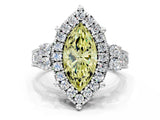 White gold Fancy Yellow Emerald  Halo Diamond Engagement Ring with Split Shank and Four-Prong Setting_55