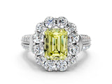 White gold Fancy Yellow Emerald  Halo Diamond Engagement Ring with Split Shank and Prong Setting_90