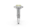 White gold Fancy Yellow Emerald  Halo Diamond Engagement Ring with Split Shank and Prong Setting_90