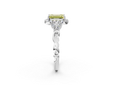 White gold Fancy Yellow Emerald  Halo Diamond Engagement Ring with Vintage-Inspired Band and Four-Prong Setting_5