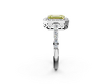 White gold Fancy Yellow Emerald  Halo Diamond Pavé Band Ring with Prong Setting_22