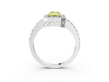 White gold Fancy Yellow Emerald  Halo Diamond Pavé Band Ring with Prong Setting_23