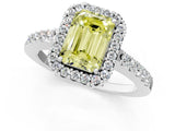 White gold Fancy Yellow Emerald  Halo Diamond Pavé Solitaire Ring_28
