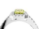 White gold Fancy Yellow Emerald  Halo Diamond Pavé Solitaire Ring_31