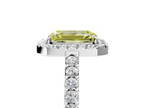 White gold Fancy Yellow Emerald  Halo Diamond Pavé Solitaire Ring_32