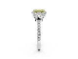 White gold Fancy Yellow Emerald  Halo Diamond Pave Band Ring with Four-Prong Setting_17