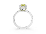 White gold Fancy Yellow Emerald  Halo Diamond Pave Band Ring with Four-Prong Setting_18