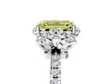 White gold Fancy Yellow Emerald  Halo Diamond Pave Band Ring with Four-Prong Setting_20