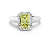 White gold Fancy Yellow Emerald  Halo Diamond Ring with Cathedral Band and Four-Prong Setting_72