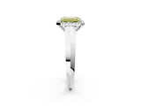 White gold Fancy Yellow Emerald  Halo Diamond Ring with Cathedral Band and Four-Prong Setting_75