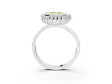 White gold Fancy Yellow Emerald  Halo Diamond Ring with Milgrain Edge and Round Prong Setting_41