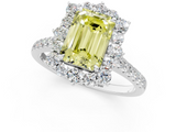 White gold Fancy Yellow Emerald  Halo Diamond Ring with Pavé Band and Prong Setting_21