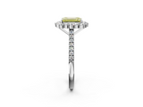 White gold Fancy Yellow Emerald  Halo Diamond Ring with Pavé Band and Prong Setting_22