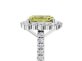 White gold Fancy Yellow Emerald  Halo Diamond Ring with Pavé Band and Prong Setting_25