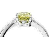 White gold Fancy Yellow Emerald  Halo Diamond Ring with Round Cluster Setting, Solitaire Band, and Four-Prong Setting_53