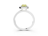 White gold Fancy Yellow Emerald  Halo Diamond Solitaire with Pavé Band and Four-Prong Setting_107