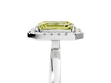 White gold Fancy Yellow Emerald  Halo Diamond Solitaire with Pavé Band and Four-Prong Setting_109