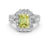 White gold Fancy Yellow Emerald  Halo Diamond Split Shank Engagement Ring with Prong Setting_27