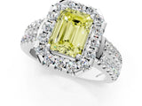 White gold Fancy Yellow Emerald  Halo Diamond Split Shank Engagement Ring with Prong Setting_28