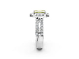 White gold Fancy Yellow Emerald  Halo Diamond Split Shank Engagement Ring with Prong Setting_29