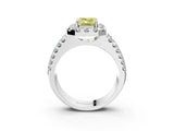 White gold Fancy Yellow Emerald  Halo Diamond Split Shank Engagement Ring with Prong Setting_30