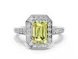 White gold Fancy Yellow Emerald  Halo Pavé Diamond Engagement Ring with Bezel Setting_49