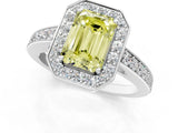 White gold Fancy Yellow Emerald  Halo Pavé Diamond Engagement Ring with Bezel Setting_50