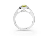 White gold Fancy Yellow Emerald  Halo Pavé Diamond Engagement Ring with Bezel Setting_52