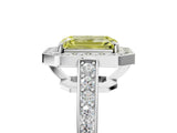 White gold Fancy Yellow Emerald  Halo Pavé Diamond Engagement Ring with Bezel Setting_54